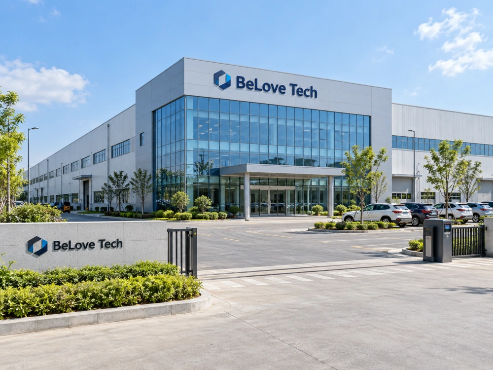 Illustrative BeLove Tech industrial facility concept, not a photograph of the US warehouse